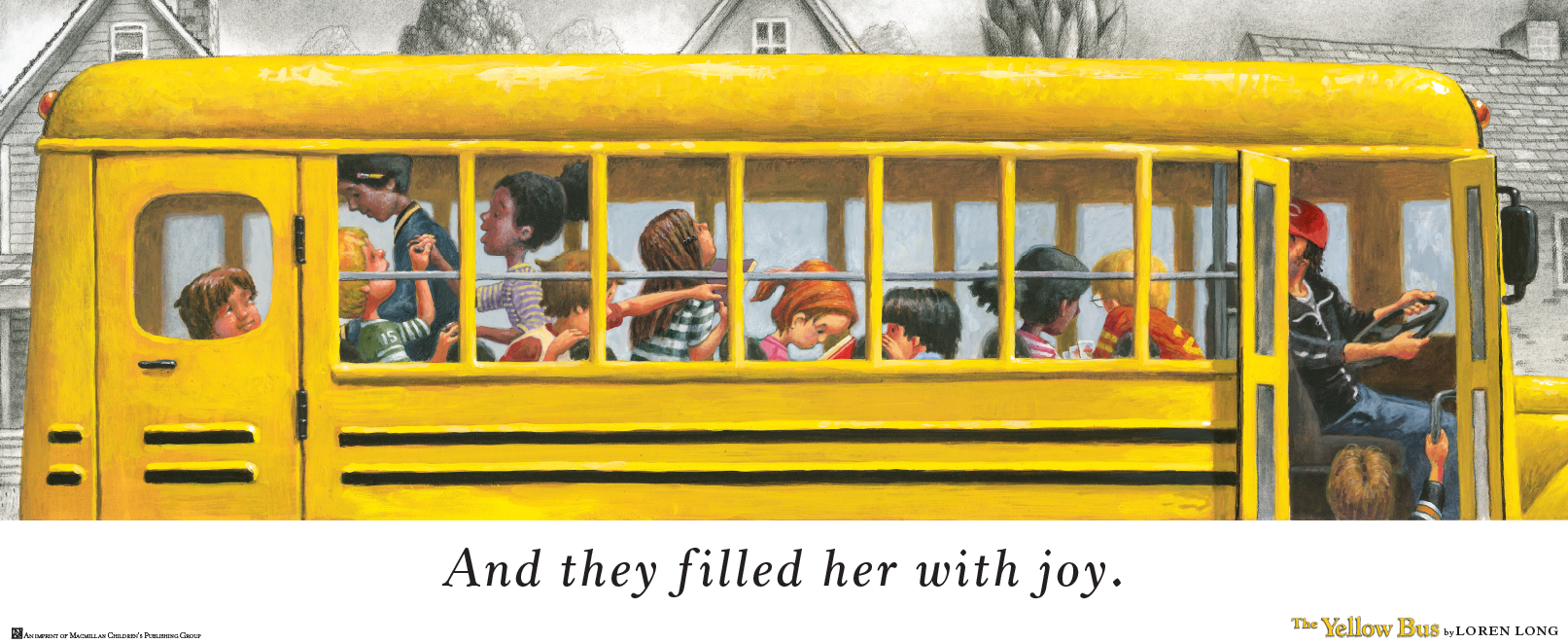 Art: The Yellow Bus with children and a driver on board